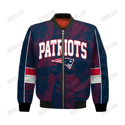 New England Patriots Football Team 2024 - 25 Cheering Symbols Bomber Jacket
