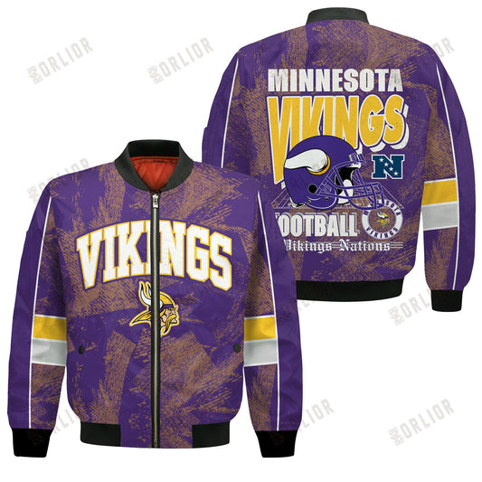 Minnesota Vikings Football Team 2024 - 25 Cheering Symbols Bomber Jacket