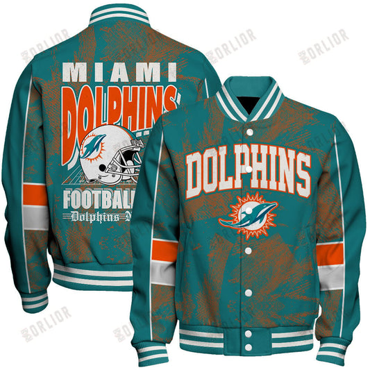 Miami Dolphins Football Team 2024 - 25 Cheering Symbols Unisex Varsity Jacket
