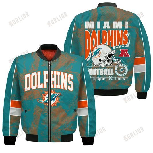 Miami Dolphins Football Team 2024 - 25 Cheering Symbols Bomber Jacket