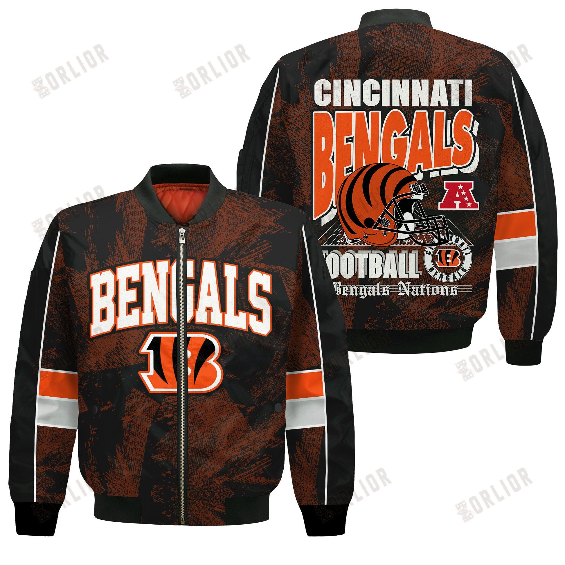 Cincinnati Bengals Football Team 2024 - 25 Cheering Symbols Bomber Jacket
