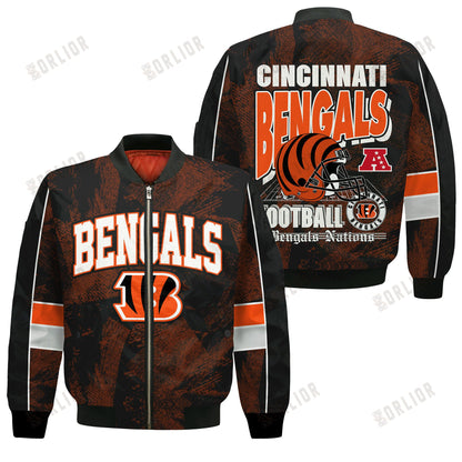 Cincinnati Bengals Football Team 2024 - 25 Cheering Symbols Bomber Jacket