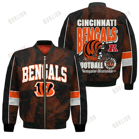 Cincinnati Bengals Football Team 2024 - 25 Cheering Symbols Bomber Jacket