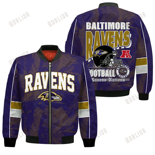 Baltimore Ravens Football Team 2024 - 25 Cheering Symbols Bomber Jacket