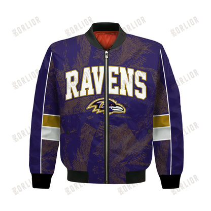 Baltimore Ravens Football Team 2024 - 25 Cheering Symbols Bomber Jacket