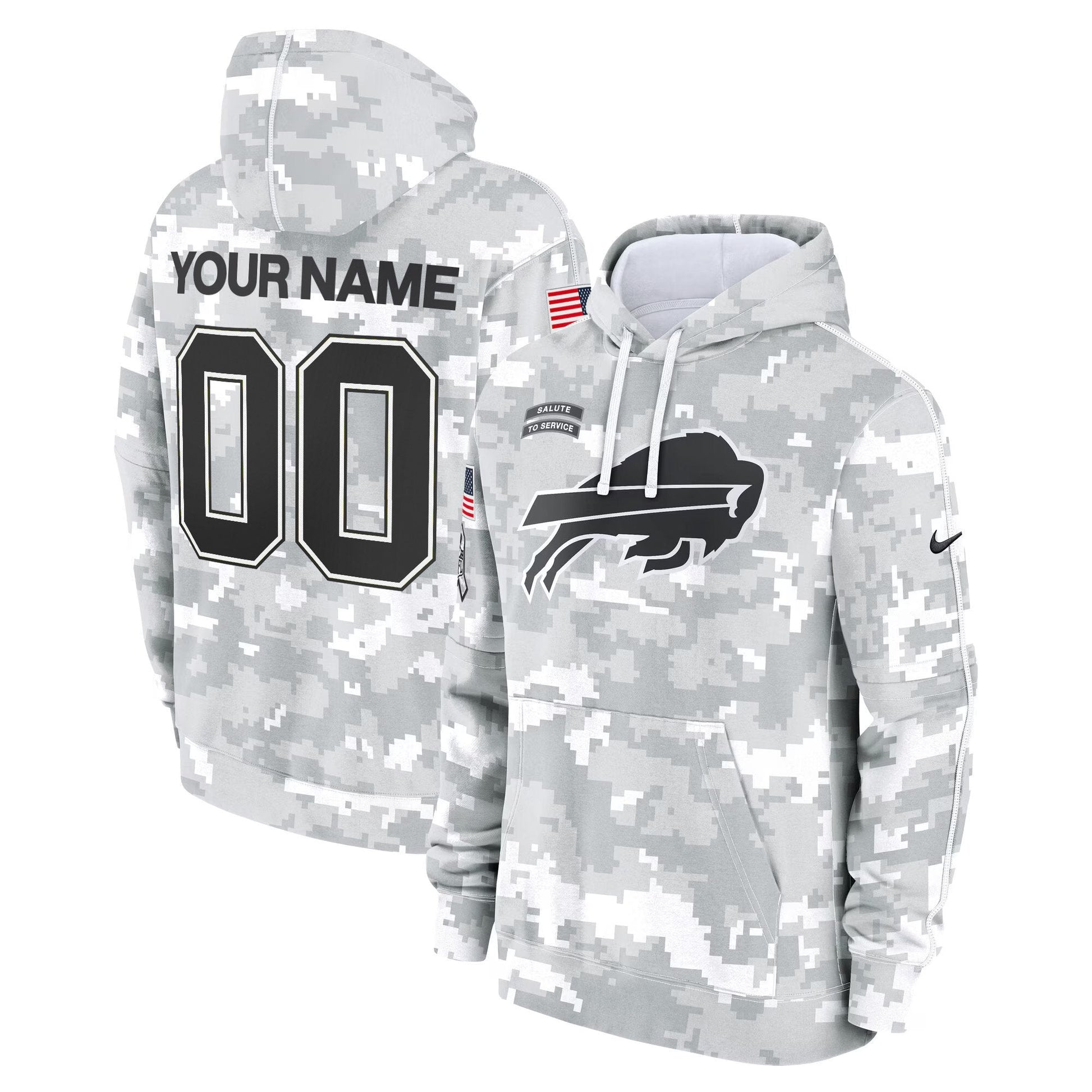 Buffalo Bills 2024 Salute to Service Custom Fleece Pullover Hoodie
