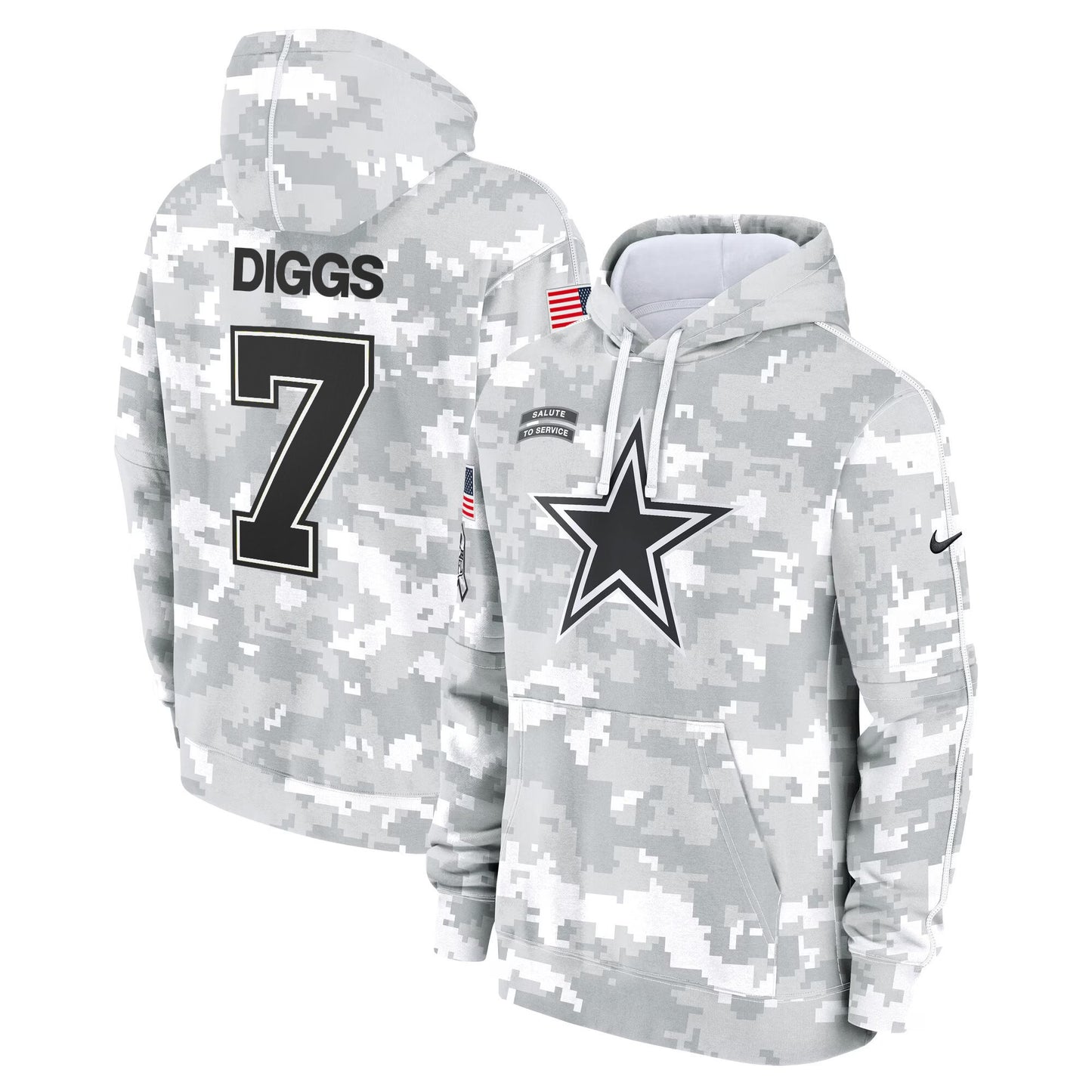 Dallas Cowboys 2024 Salute to Service Fleece Pullover Hoodie - All stitched