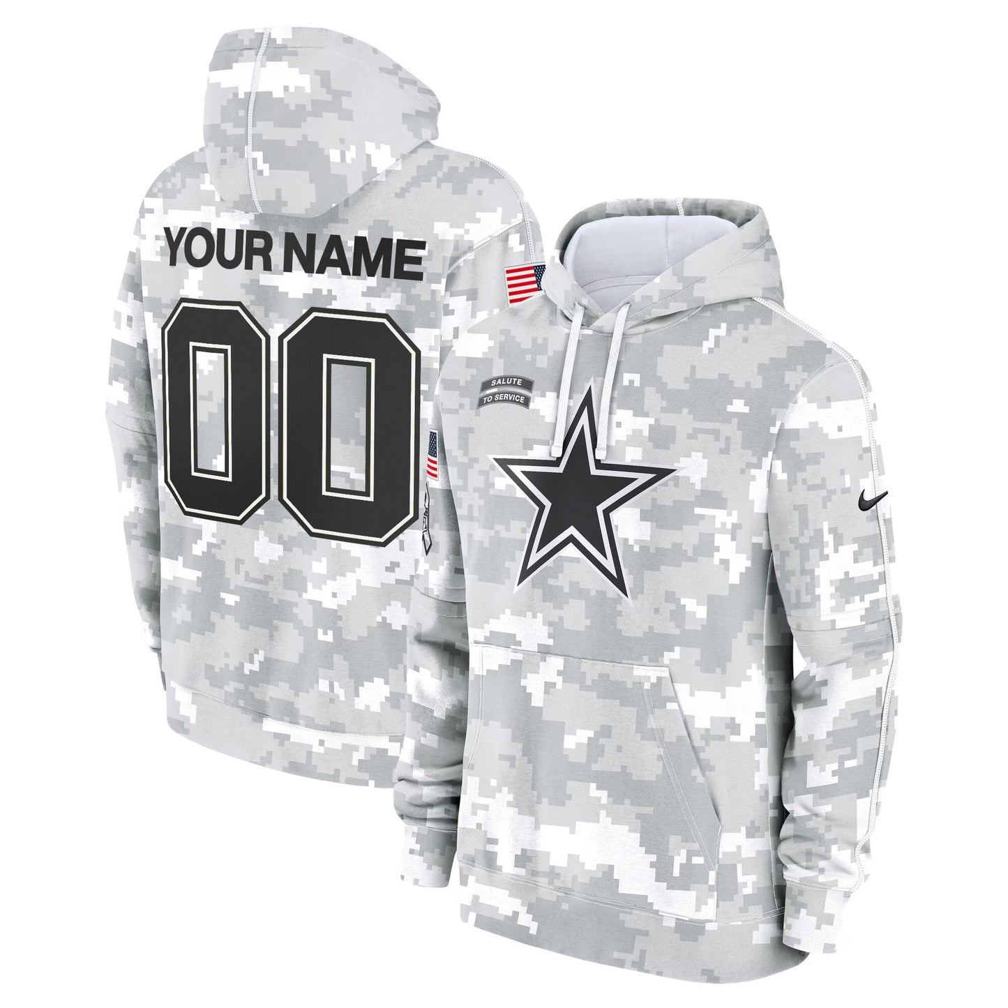 Dallas Cowboys 2024 Salute to Service Custom Fleece Pullover Hoodie - All stitched