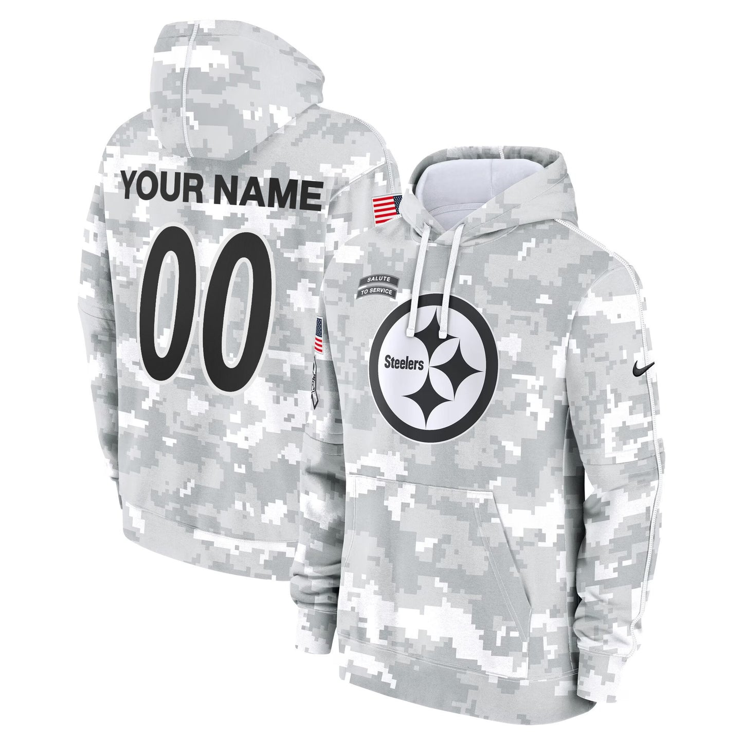 Pittsburgh Steelers 2024 Salute to Service Custom Fleece Pullover Hoodie - All stitched