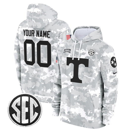 Tennessee Volunteers 2024 Salute to Service Custom Fleece Pullover Hoodie