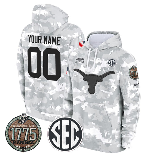 Longhorns 2024 Salute to Service Establishment Year Patch Custom Fleece Pullover Hoodie