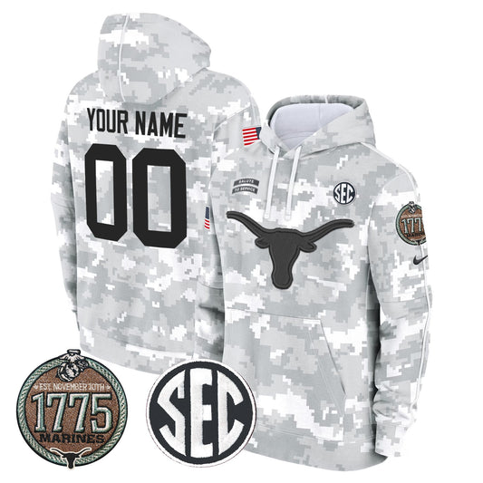 Longhorns 2024 Salute to Service Establishment Year Patch Custom Fleece Pullover Hoodie