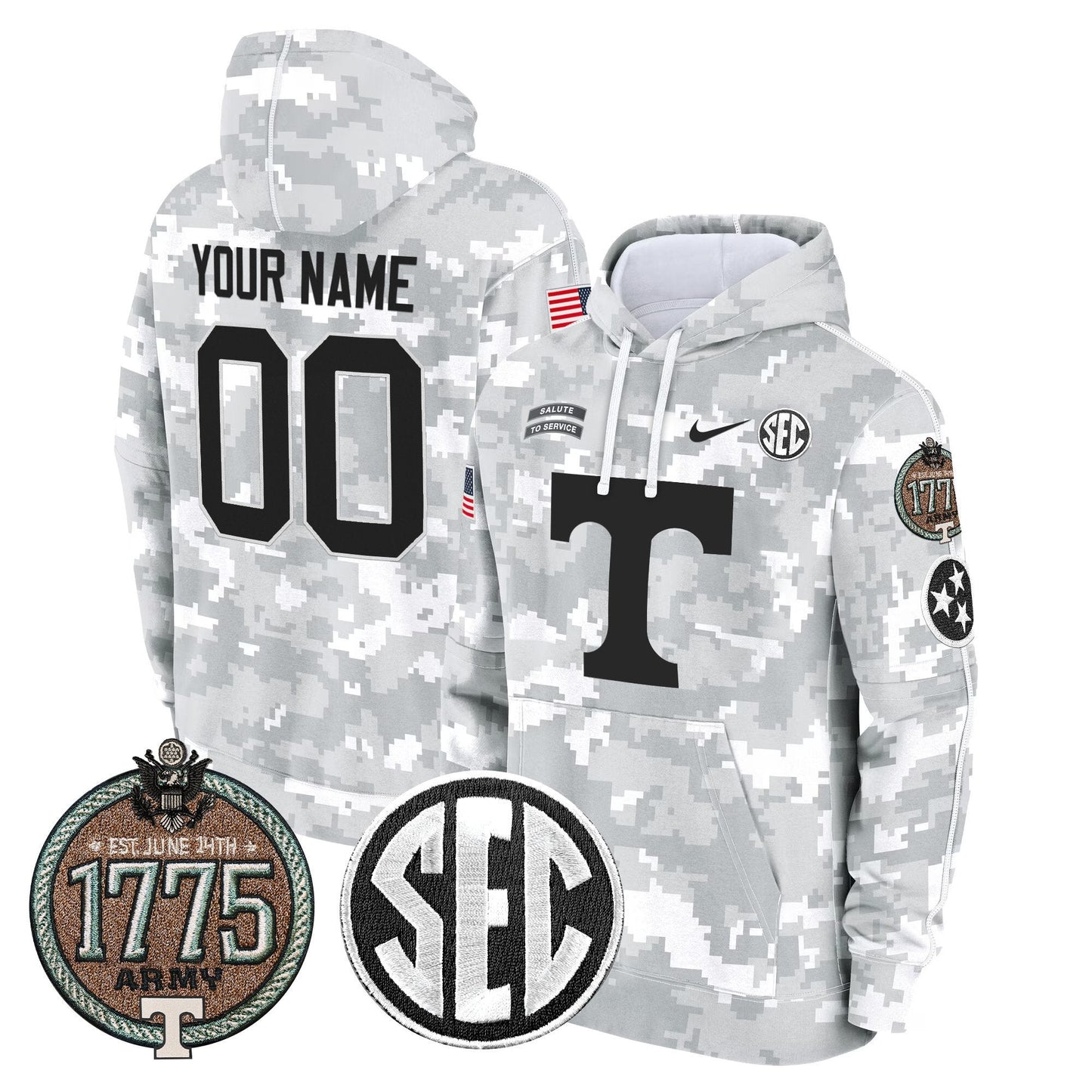 Volunteers 2024 Salute to Service Establishment Year Patch Custom Fleece Pullover Hoodie