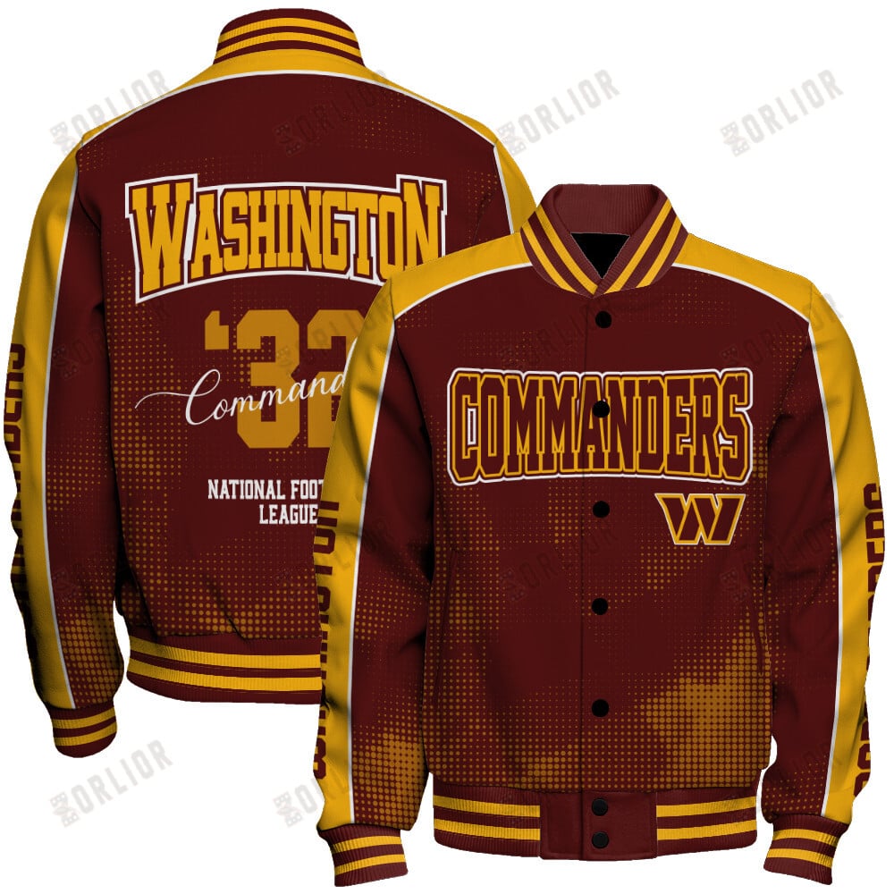 Washington Commanders Football Team 2024 - 25 Heart Beats In Unison Unisex Varsity Jacket