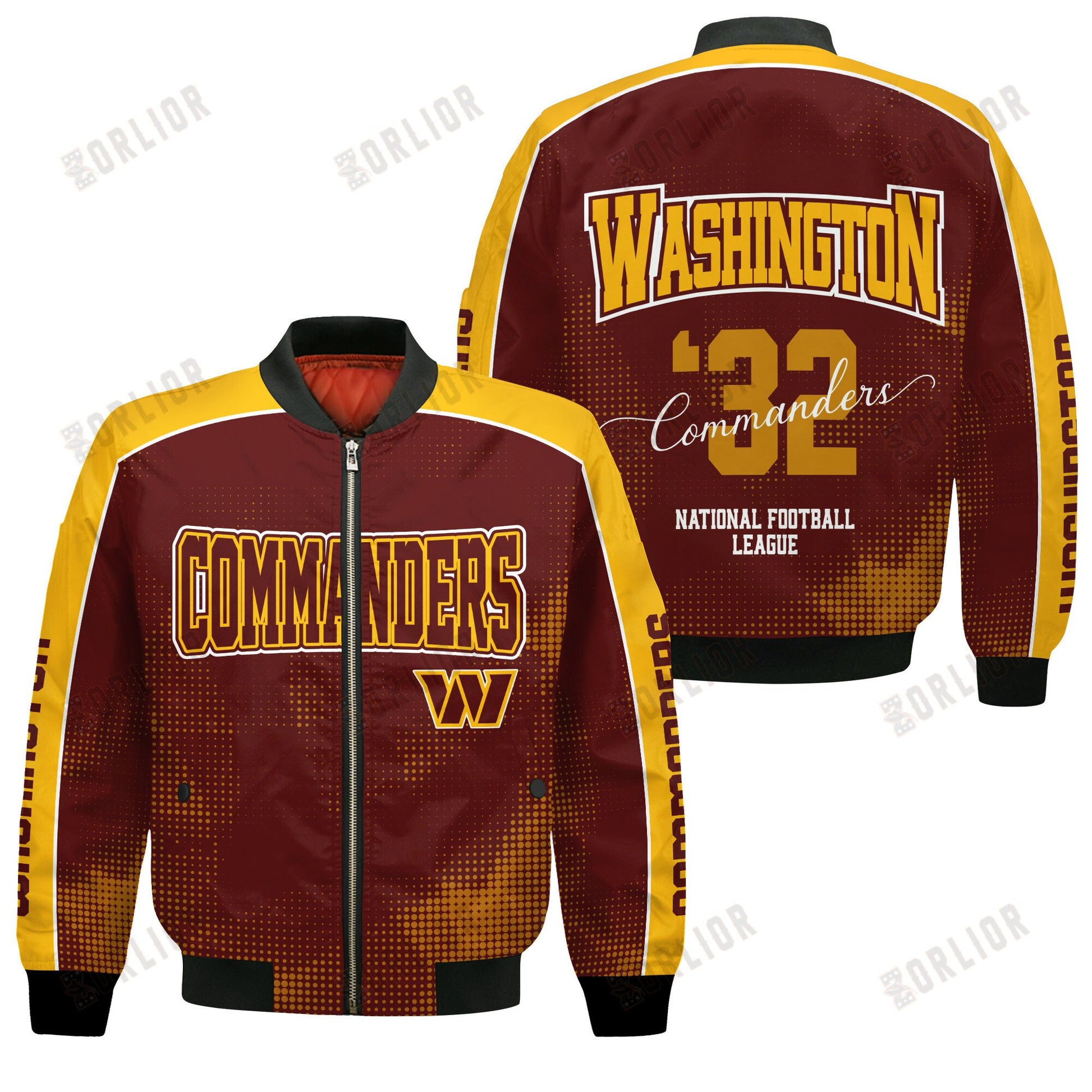 Washington Commanders Football Team 2024 - 25 Heart Beats In Unison Bomber Jacket