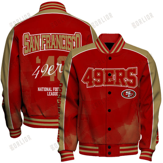 San Francisco 49ers Football Team 2024 - 25 Heart Beats In Unison Unisex Varsity Jacket