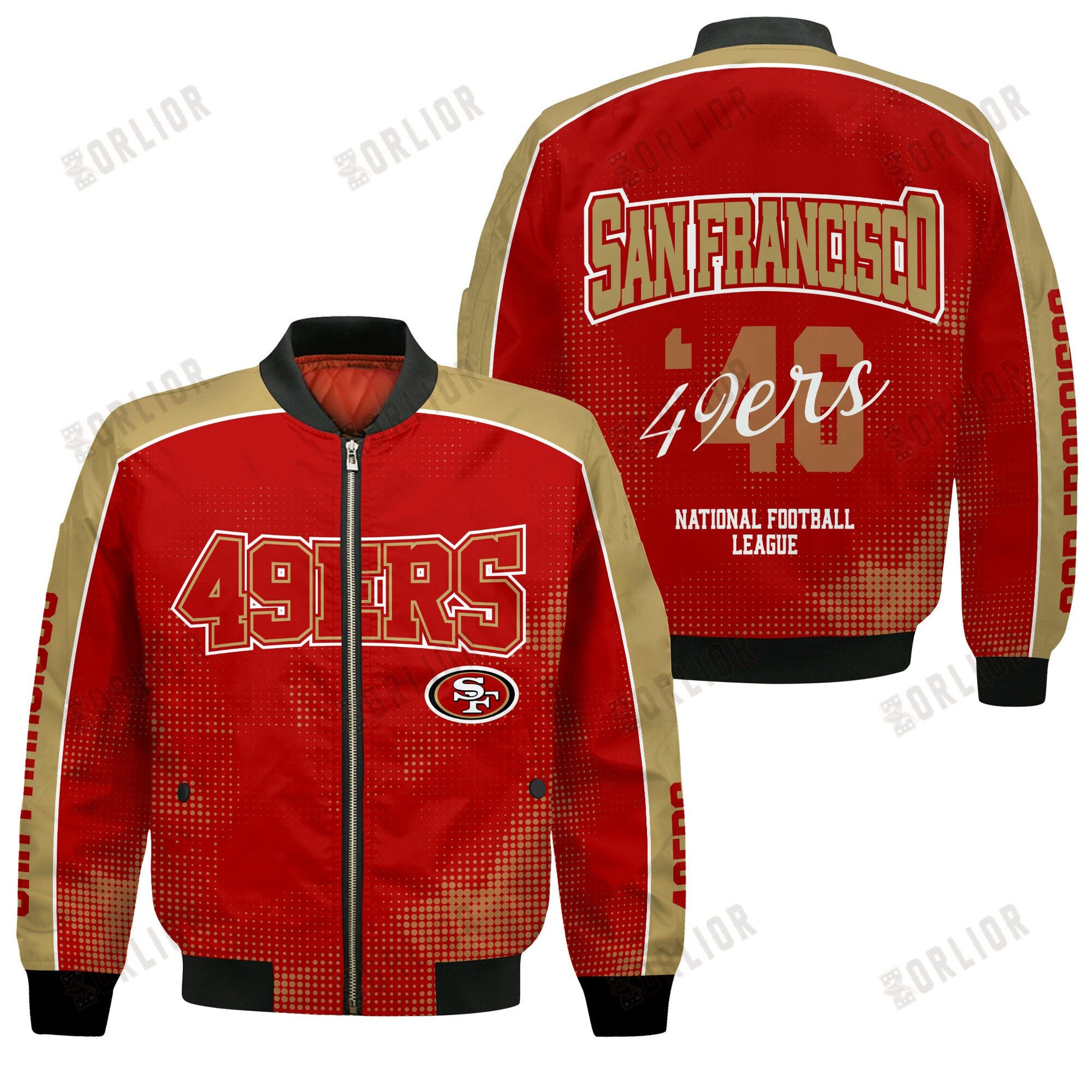 San Francisco 49ers Football Team 2024 - 25 Heart Beats In Unison Bomber Jacket