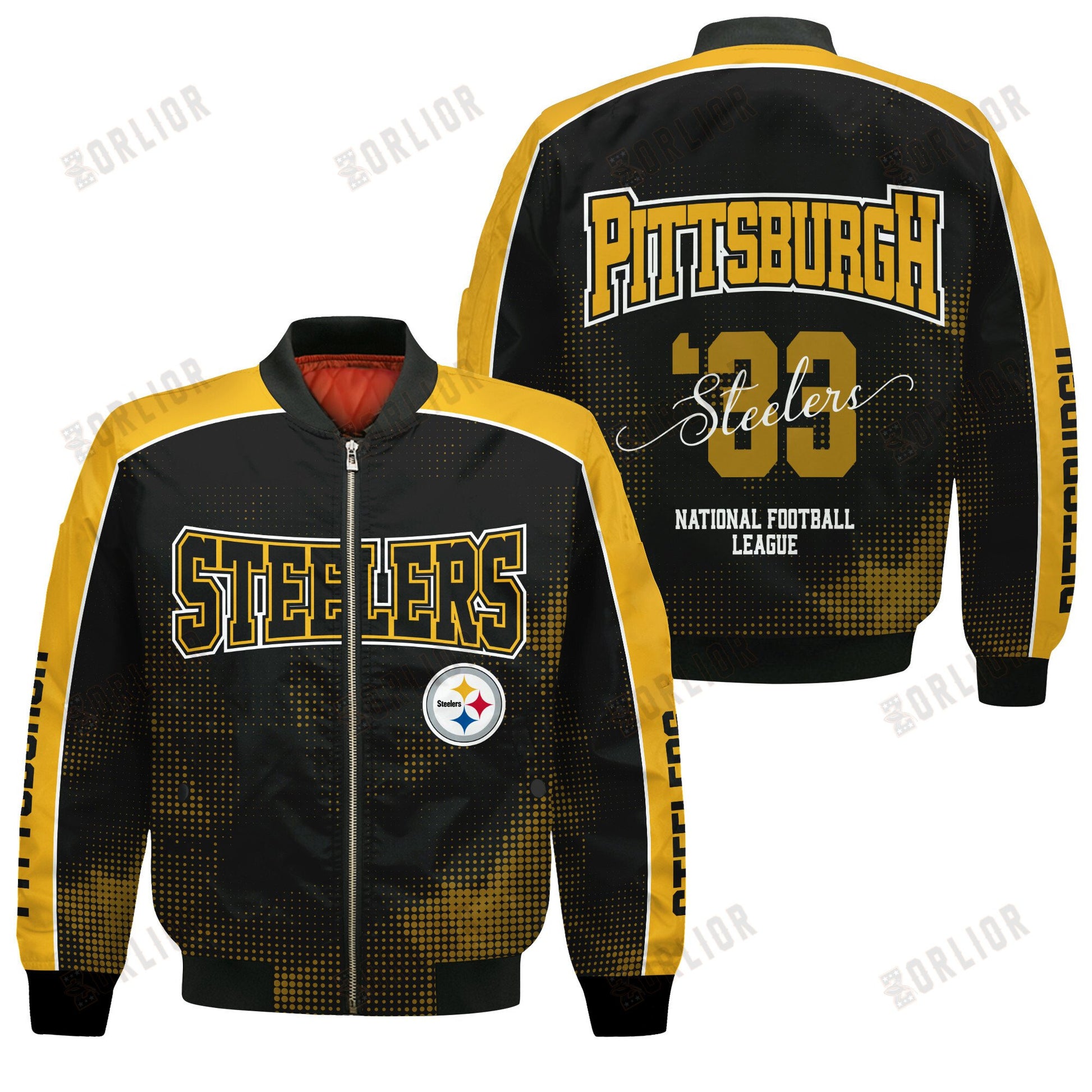 Pittsburgh Steelers Football Team 2024 - 25 Heart Beats In Unison Bomber Jacket