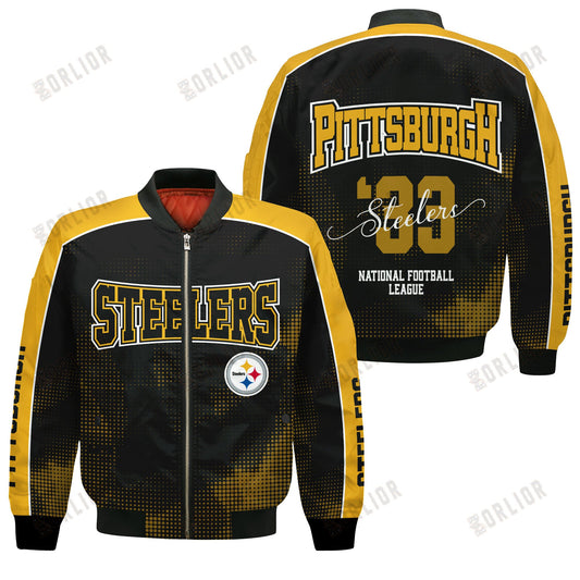 Pittsburgh Steelers Football Team 2024 - 25 Heart Beats In Unison Bomber Jacket