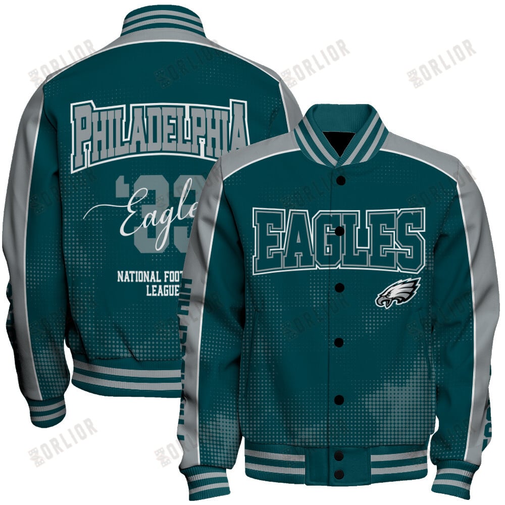 Philadelphia Eagles Football Team 2024 - 25 Heart Beats In Unison Unisex Varsity Jacket