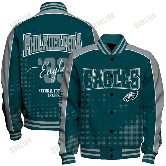 Philadelphia Eagles Football Team 2024 - 25 Heart Beats In Unison Unisex Varsity Jacket