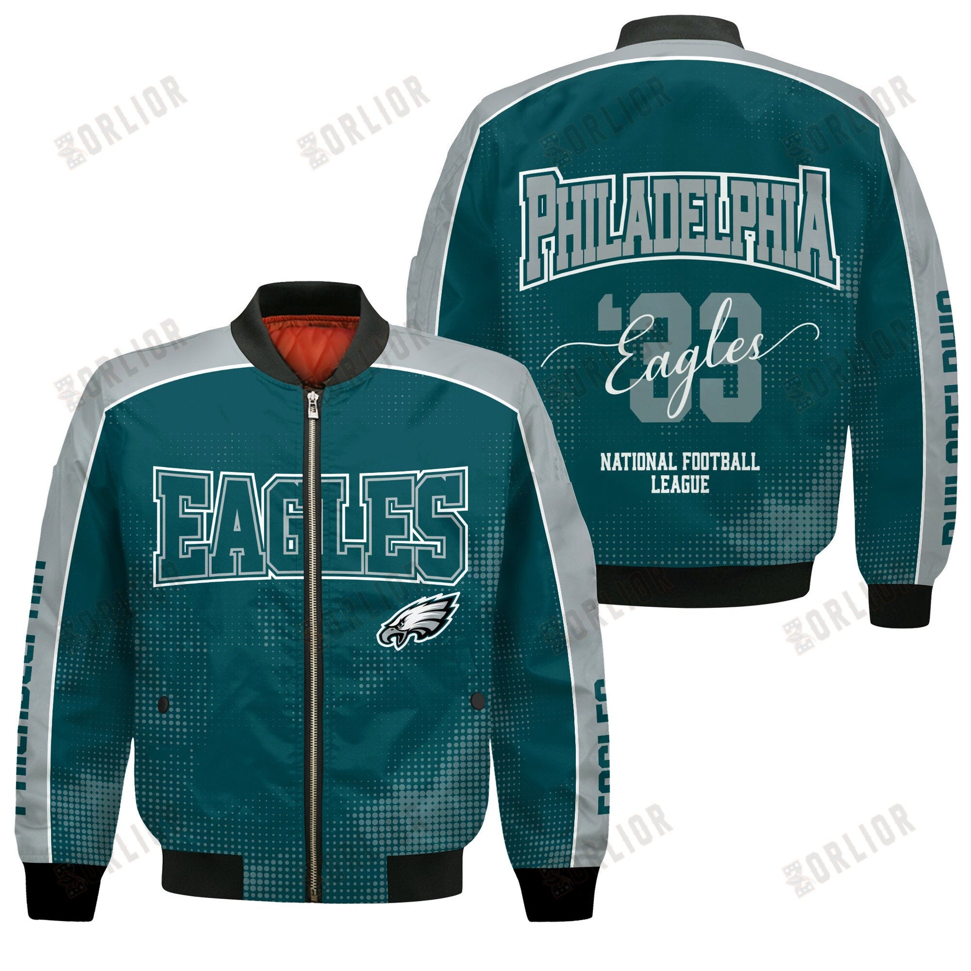 Philadelphia Eagles Football Team 2024 - 25 Heart Beats In Unison Bomber Jacket