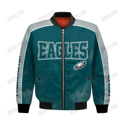 Philadelphia Eagles Football Team 2024 - 25 Heart Beats In Unison Bomber Jacket