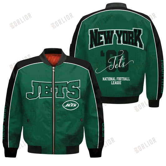 New York Jets Football Team 2024 - 25 Heart Beats In Unison Bomber Jacket
