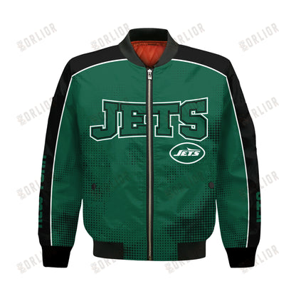 New York Jets Football Team 2024 - 25 Heart Beats In Unison Bomber Jacket