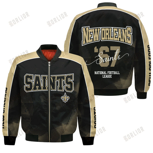 New Orleans Saints Football Team 2024 - 25 Heart Beats In Unison Bomber Jacket