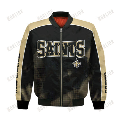 New Orleans Saints Football Team 2024 - 25 Heart Beats In Unison Bomber Jacket
