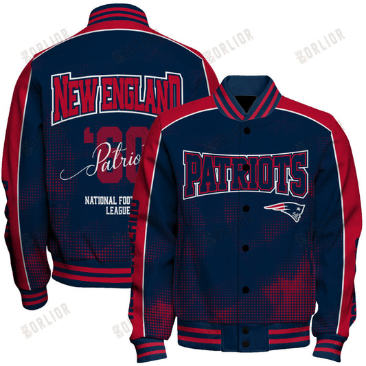 New England Patriots Football Team 2024 - 25 Heart Beats In Unison Unisex Varsity Jacket