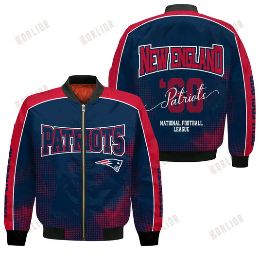 New England Patriots Football Team 2024 - 25 Heart Beats In Unison Bomber Jacket
