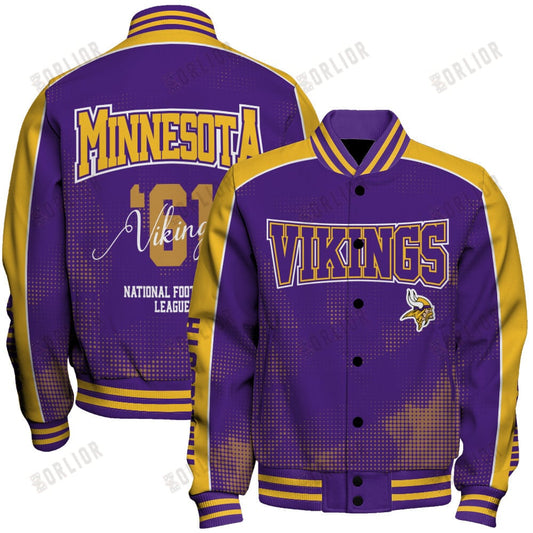 Minnesota Vikings Football Team 2024 - 25 Heart Beats In Unison Unisex Varsity Jacket
