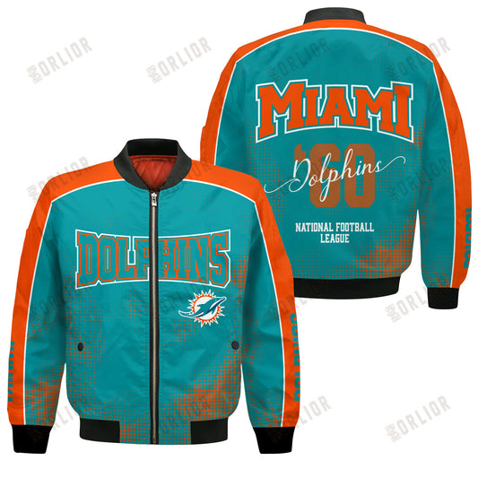 Miami Dolphins Football Team 2024 - 25 Heart Beats In Unison Bomber Jacket