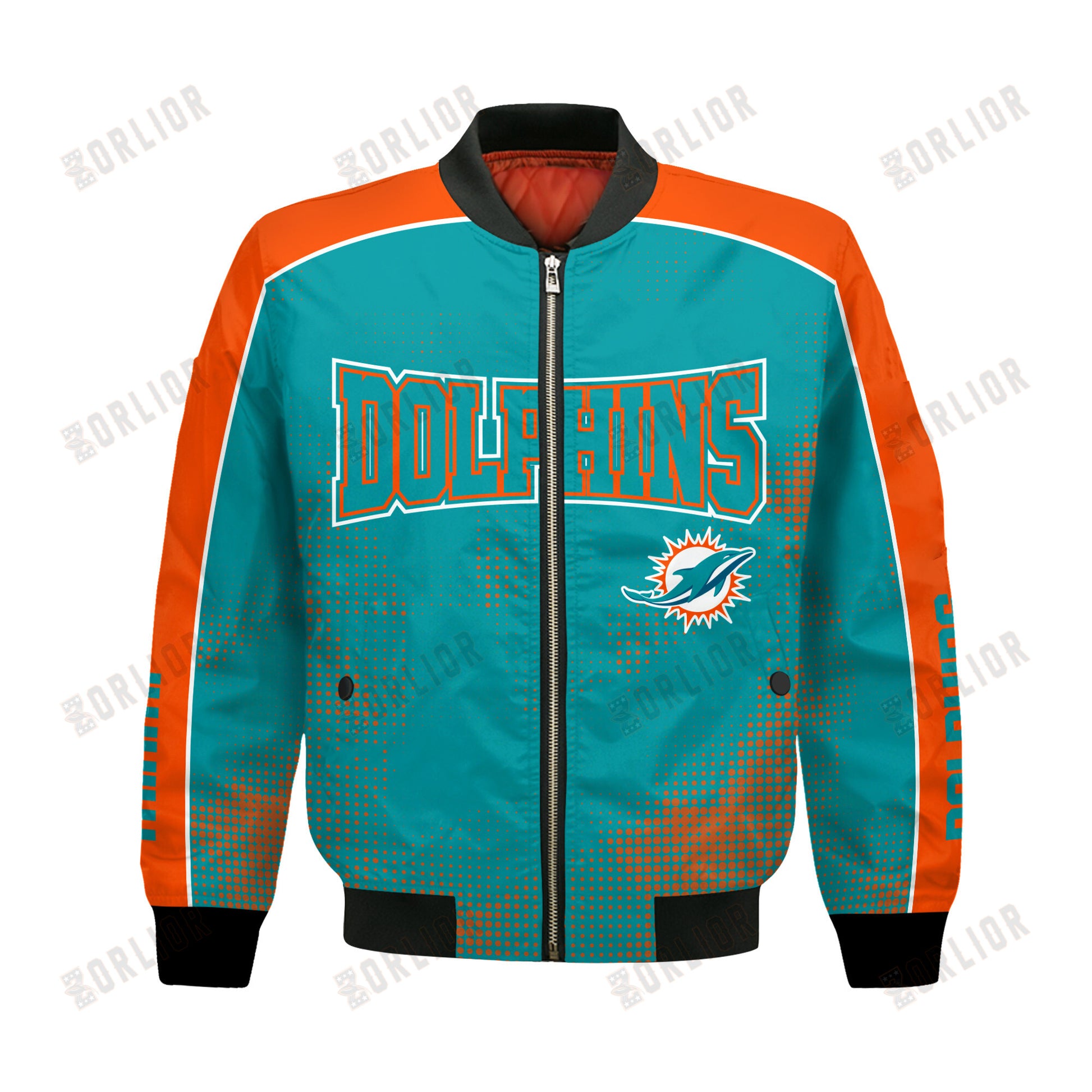 Miami Dolphins Football Team 2024 - 25 Heart Beats In Unison Bomber Jacket