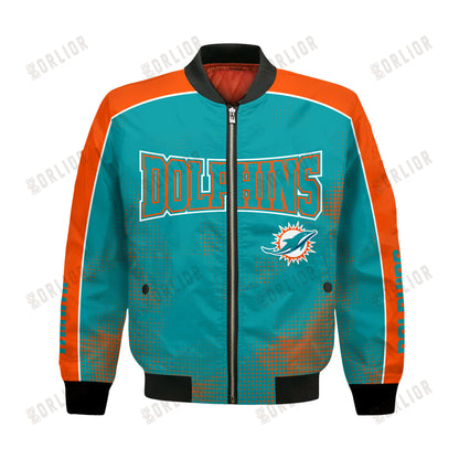 Miami Dolphins Football Team 2024 - 25 Heart Beats In Unison Bomber Jacket