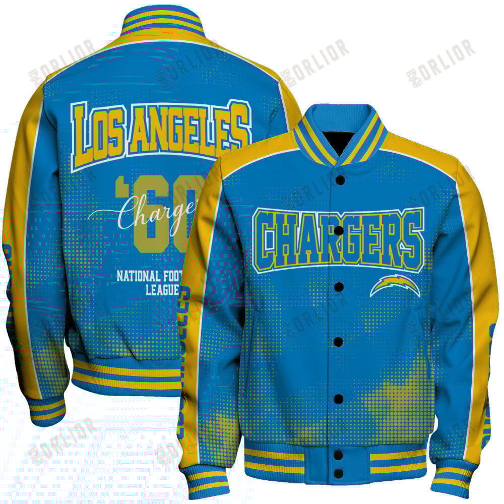 Los Angeles Chargers Football Team 2024 - 25 Heart Beats In Unison Unisex Varsity Jacket