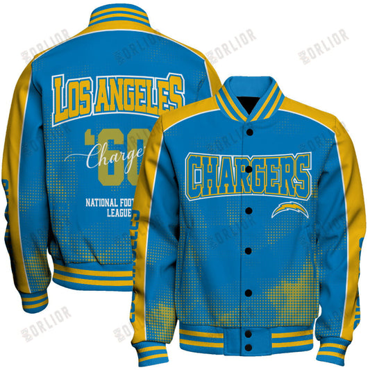 Los Angeles Chargers Football Team 2024 - 25 Heart Beats In Unison Unisex Varsity Jacket