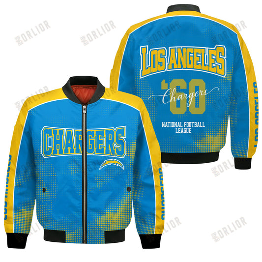 Los Angeles Chargers Football Team 2024 - 25 Heart Beats In Unison Bomber Jacket
