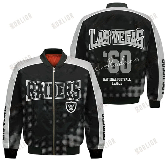 Las Vegas Raiders Football Team 2024 - 25 Heart Beats In Unison Bomber Jacket