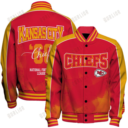 Kansas City Chiefs Football Team 2024 - 25 Heart Beats In Unison Unisex Varsity Jacket