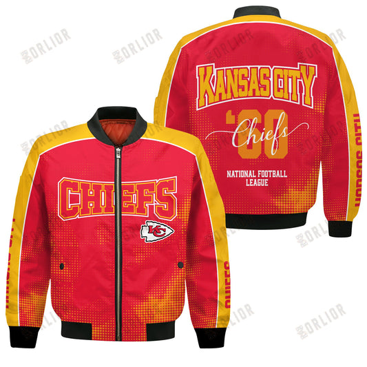 Kansas City Chiefs Football Team 2024 - 25 Heart Beats In Unison Bomber Jacket