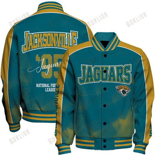 Jacksonville Jaguars Football Team 2024 - 25 Heart Beats In Unison Unisex Varsity Jacket