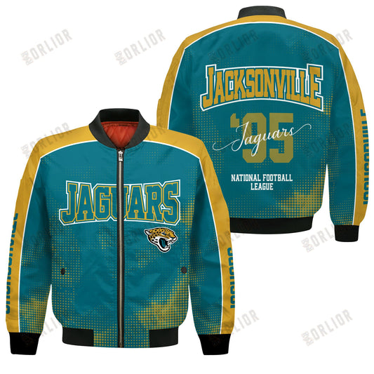 Jacksonville Jaguars Football Team 2024 - 25 Heart Beats In Unison Bomber Jacket