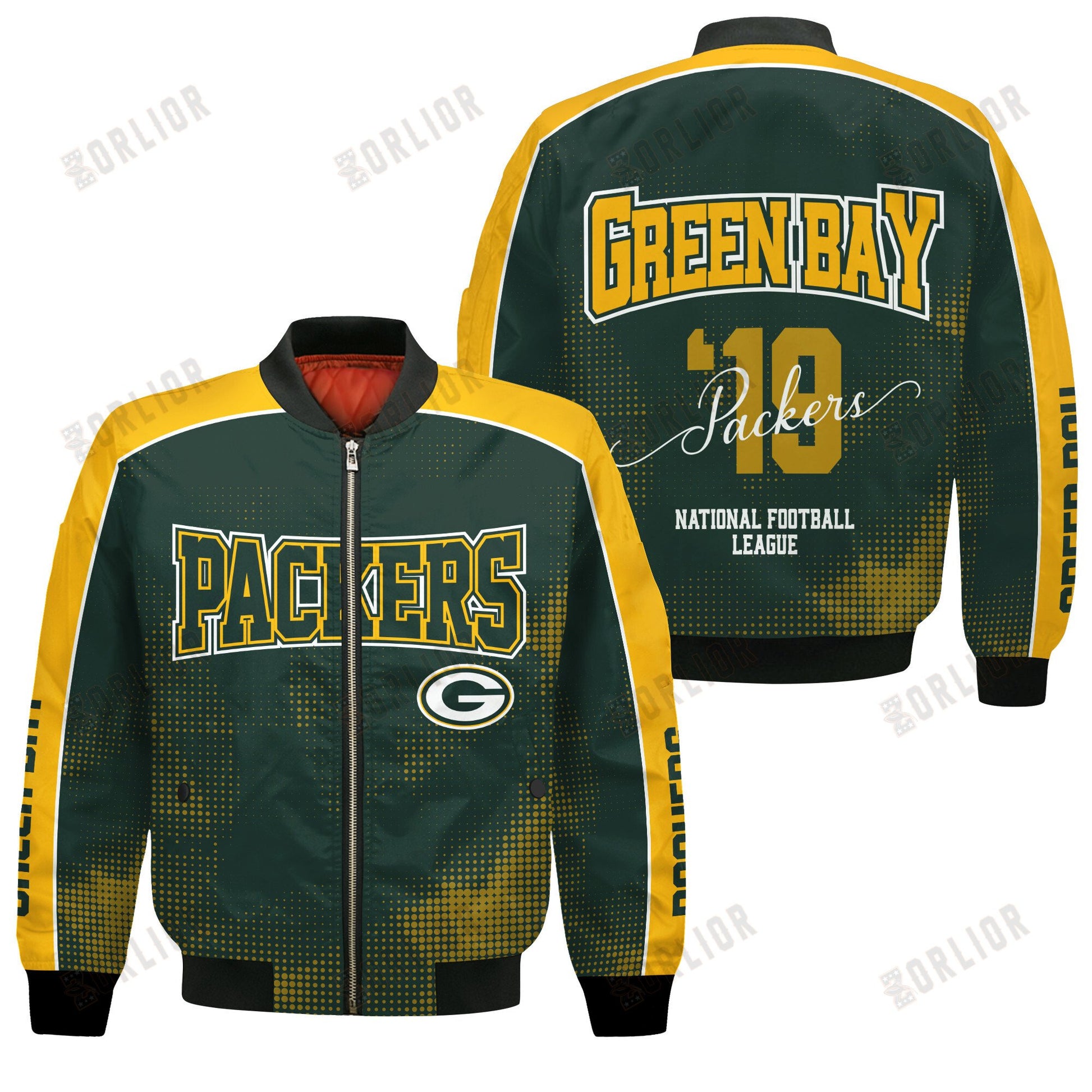 Green Bay Packers Football Team 2024 - 25 Heart Beats In Unison Bomber Jacket