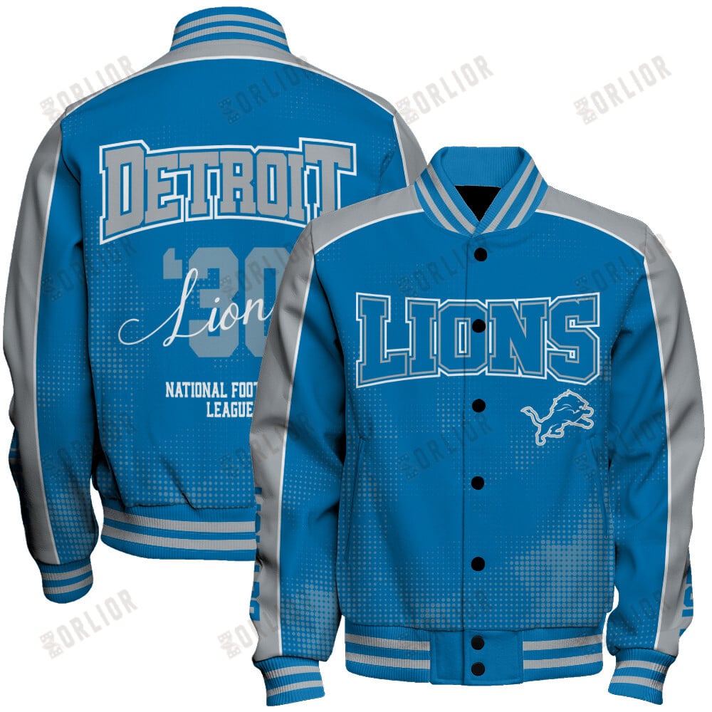 Detroit Lions Football Team 2024 - 25 Heart Beats In Unison Unisex Varsity Jacket