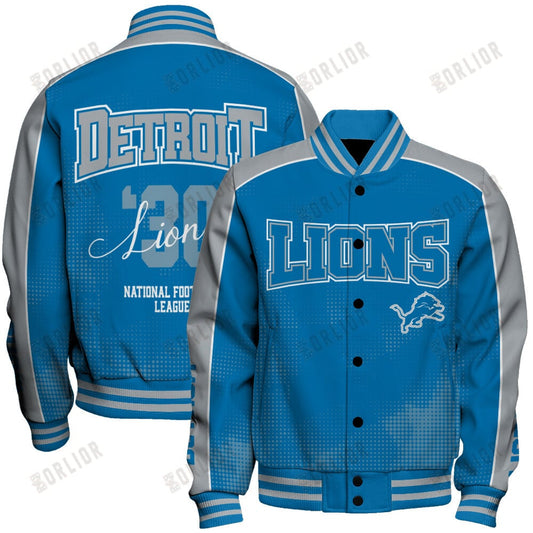 Detroit Lions Football Team 2024 - 25 Heart Beats In Unison Unisex Varsity Jacket
