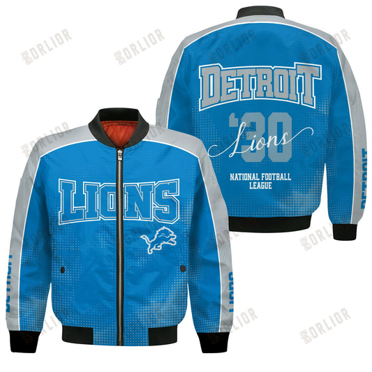 Detroit Lions Football Team 2024 - 25 Heart Beats In Unison Bomber Jacket
