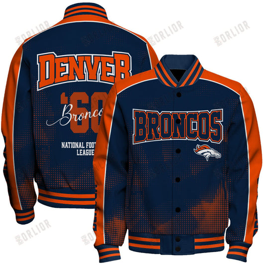 Denver Broncos Football Team 2024 - 25 Heart Beats In Unison Unisex Varsity Jacket